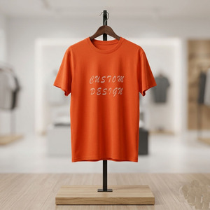 เสื้อยืดคอกลมแขนสั้นสีส้มสำหรับผู้ชาย ออกแบบเองได้ ผ้าฝ้าย ทรงลำลอง พอดีตัว ความยาวปกติ พิมพ์ลายตัวอักษรด้านหน้า - Product Image 2