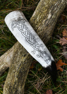 Large Antique Viking <b>Drinking</b> Horn Brass <b>Stand</b> Real Carved Animal Horn for Europe Home Decoration - Product Image 4