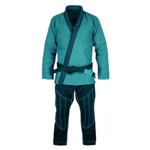 Kimono de BJJ pour homme, uniforme d'arts martiaux en polyester bleu sarcelle et noir, coupe classique, taille adulte - Product Image 1