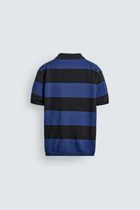 Suéter de Punto a Rayas en Negro y Azul Marino para Hombre, 100% Algodón, Transpirable, Casual, con Cuello Johnny, Personalizable al por Mayor - Product Image 2