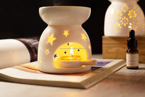 ที่วางเทียนเซรามิกสำหรับน้ำมันหอมระเหย เครื่องอุ่นเทียน เหมาะสำหรับตกแต่งบ้าน ของขวัญสำหรับการทำสมาธิ - Product Image 2