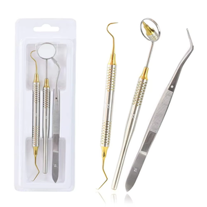 GUJJAR SURGICAL Dentist Basic Examination Set 3pcs Manual Power <b>Teeth</b> <b>Whitening</b> Mirror Scaler Tweezers Reusable Dental - Product Image 3