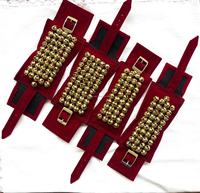 Paire de Ghungroos professionnels en velours avec sangle de cheville et clochettes pour la pratique et la performance de la danse classique indienne
