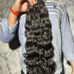 Extensiones de Cabello Humano Remy Natural Rizado Indio, Cabello Virgen de Templo, Doble Trama a Máquina, Textura Sin Procesar, Rizos Suaves - Product Image 1