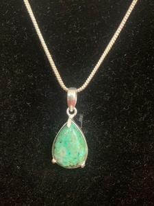 Collier en argent allemand avec pierre de chrysocolle, fait main, sans nickel, forme fantaisie, vente en gros, qualité supérieure, meilleur prix - Product Image 1