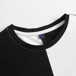เสื้อยืดผู้ชายคอโอ แขนสั้น ผ้าถัก 100% คอตตอน ระบายอากาศดี สไตล์ลำลอง ออกกำลังกาย สตรีทแวร์ ลายตัดต่อสองสี - Product Image 4