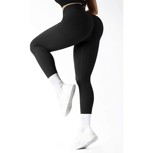 Women Ribbed Seamless Leggings High Waisted Workout Gym Yoga <b>Pants</b> - Product Image 2