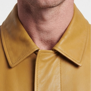 Manteau long en cuir véritable pour homme de haute qualité, à double boutonnage, pour tenue de travail, longueur intégrale - Product Image 4