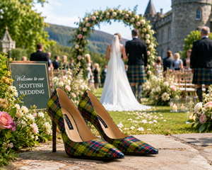 Zapatos de Tacón Alto con Diseño Escocés a Cuadros para Mujer, Tacones de Aguja con Punta en Pico, Venta al Por Mayor para Bodas y Fiestas, Logotipo Personalizado, Tartán Personalizado - Product Image 5