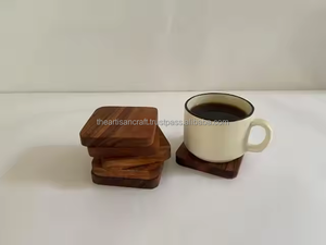 Posavasos de madera elegantes para protección de bebidas, juego de posavasos de madera natural hechos a mano, ideales para uso en el hogar, la Oficina y las fiestas - Product Image 6
