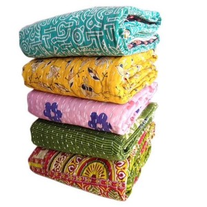 Handmade Bangali Gudri <b>Quilted</b> Vintage Cotton Kantha Bangali Gudri Winter Collection for Home Decor Multi-Purpose Use <b>Bedspread</b> - Product Image 6