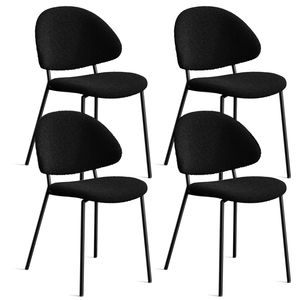 Set di 4 Sedie da Pranzo Moderne Stile Mid-Century Rivestite in Tessuto Bouclé con Schienale Curvo per Sala da Pranzo o Cucina - Product Image 2
