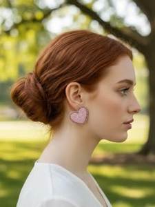 Pendientes de Corazón Rojo Hechos a Mano con Cuentas, Joyería para el Día de San Valentín, Tema de Amor, Artesanía Textil, Accesorios para Mujer, Regalos y Manualidades>Manualidades - Product Image 3