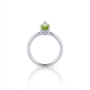 Sterling Silver 925 Rhodium Plated <b>Peridot</b> Pear Cut Prong Setting Women's Engagement Wedding <b>Ring</b>-Inspired Trendy Anniversary - Product Image 3