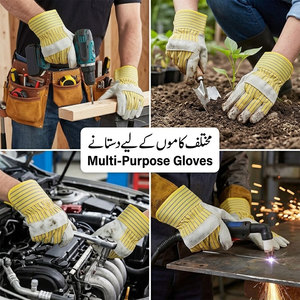 Gants de travail en cuir de buffle de qualité supérieure, résistants aux coupures, avec manchette de sécurité, 11 oz, antidérapants, certifiés CE - Product Image 4