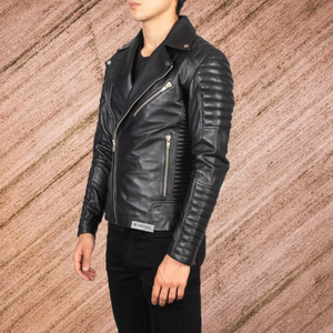 Chaquetas acolchadas de cuero negro genuino para hombre Vintage de alta calidad Casual estilo ciclista clásico al aire libre senderismo chaquetas de aspecto real - Product Image 4