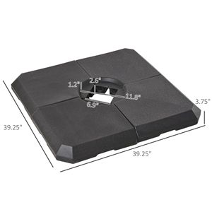 4 pezzi 264 libbre. Base per Ombrellone a Braccio Nero con Scanalature, 100% Poliestere, per Uso in Cortile e Giardino - Product Image 3