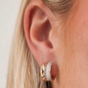 Pendientes de Aro Minimalistas de Oro Sólido de 14k con Diamantes Redondos y Pavé Bicolor, 9mm, con Bisagra, Joyería Fina, Pequeños Huggies, 10k 18k, Precio de Fábrica - Product Image 2