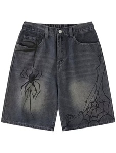 Nouvel Arrivage Short en jean délavé pour homme, style urbain, taille mi-haute, motif patchwork, décontracté, avec braguette boutonnée et poches, infroissable - Product Image 1