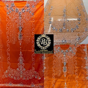 Ensemble complet de Dirac de mariée somalienne en tissu mousseline à manches longues brodé toutes saisons - Product Image 6