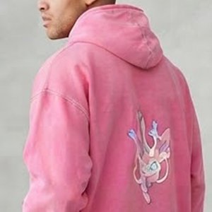 Nouveau sweat-shirt à capuche rose surdimensionné pour homme avec imprimé dessin animé au dos, décontracté, en molleton de coton tricoté, coupe classique, idéal pour l'automne - Product Image 6