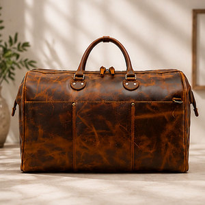 Sac de voyage en cuir imperméable 2026 avec bandoulière réglable, sac de sport en cuir personnalisé taille adulte, étanche - Product Image 1
