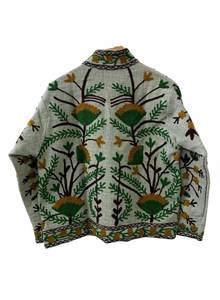 Floral Embroidered Cotton <b>Jacket</b> <b>Women</b> Mandarin Collar Handmade Boho Style <b>Spring</b> Wear Regular Length Full Sleeve TNT <b>Jacket</b> - Product Image 4