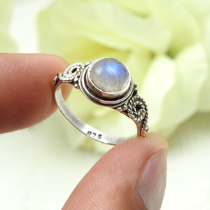 Natural Rainbow Moonstone Gemstone Ring <b>Crafted</b> From 925 Sterling Silver Gemstone Bohemian Style Women Ring Jewelry Gift For Her - Product Image 4