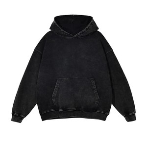 Sweat à capuche épais 100 % coton délavé à l'acide pour hommes, coupe ample, marque privée, pour les labels indépendants - Product Image 2