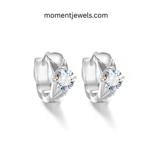 Elegant Platinum Plated 925 <b>Sterling</b> <b>Silver</b> Moissanite Earrings for Women Geometric Shiny Moissanite Drop <b>Hoop</b> Earrings Romantic - Product Image 1