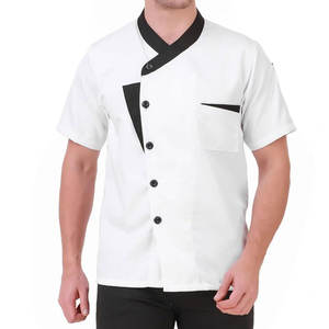 Veste de chef professionnelle respirante et légère à manches courtes, tenue de travail de cuisine, polyester/coton durable, restaurant et bar - Product Image 1