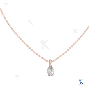 Lab Grown Diamond Pear Solitaire <b>Pendant</b> Necklace 14K 18K <b>Solid</b> <b>Gold</b> Classic Women Filigree Wedding Party Jewelry - Product Image 3