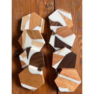 Sous-verres élégants en résine et bois pour boissons chaudes et froides, article promotionnel haut de gamme - Product Image 2