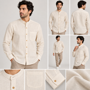 Camisa de Lino 100% Puro para Hombre, Estilo Informal, para Oficina, con Cuello Resistente a las Manchas, Venta al Por Mayor - Product Image 3
