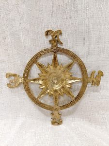 Petite rose à vent en laiton, plaque murale nautique, décoration murale maritime vintage, symbole de navigation fini antique, art pour la maison - Product Image 6
