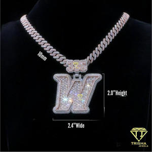 จี้ตัวอักษร M แบบ Iced Out พร้อมเพชรโมอิสซาไนต์ VVS รับรองโดย GIA เงินแท้ 925 ชุบทองคำสีกุหลาบ สร้อยคอฮิปฮอปขนาด 3 นิ้ว - Product Image 2