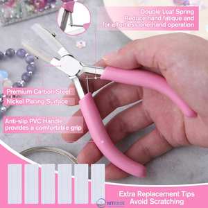 Alicates de Acero Inoxidable con Mordazas de Nylon y 3 Pares de Puntas de Repuesto, Alicates de Punta Blanda con Resorte para Joyería - Product Image 4
