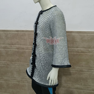 Camisa de Cota de Armadura Medieval de Media Manga con Remaches de Aluminio y Anillos Planos, Ribete de Cuero, Hecha a Mano, Armadura de Caballero para Disfraz de Cosplay - Product Image 6