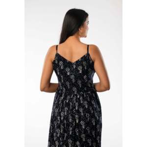 Negro Handblock Impreso Spaghetti One Piece con chaqueta - Product Image 1