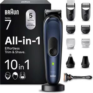 DISPONIBLE DÉS ORGANISATION - Kit de coiffure tout-en-un Braun Série 7 MGK7410 - Pack de 10 accessoires rechargeables en acier inoxydable pour hommes - Product Image 3