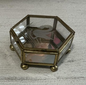 Fancy Hexagonal <b>Glass</b> Jewelry <b>Box</b> Modern Design Gold Brass Metal Frame Clear Display Trinket Keepsake Organizer Wedding Ring <b>Box</b> - Product Image 5