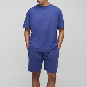Ensemble T-shirt et short pour homme, style streetwear, personnalisé, imprimé par transfert thermique, séchage rapide, tricoté 100 % coton, coupe oversize, vente en gros, collection été - Product Image 1
