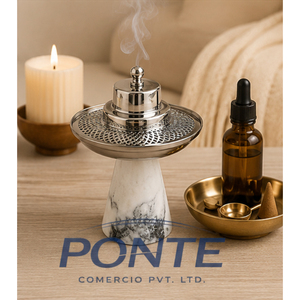 Mabkhara de Mármol Natural Hecha a Mano en Oferta, Cubierta de Filigrana de Acero Inoxidable, Moderna y Ecológica, para Aromaterapia, Oud, Bakhoor e Incienso - Product Image 4