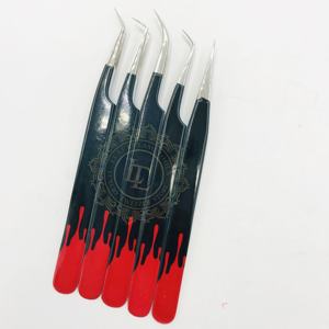 Customized Professional Eyelash Extension <b>Tweezers</b> Smooth Handle Silver Tip <b>Tweezers</b> With Custom Logo Sustainable Paper Coating - Product Image 4
