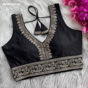 Proveedor de la colección de blusas prefabricadas de seda romana de la mejor calidad con trabajo de lentejuelas y espalda acolchada, procedente de la India, a precio mayorista. - Product Image 4