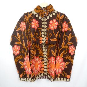 Floral Embroidery Cotrise <b>Jacket</b> Cotton Stripe Lining Handmade Winter Autumn Quick Dry Eco-Friendly Breathable - Product Image 1