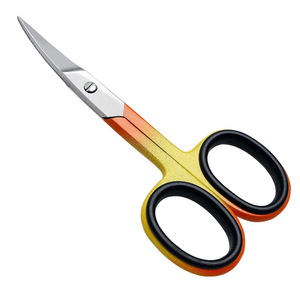 Red Handle Beauty Scissors Curved Stainless Steel Nail Eyebrow Cuticle Scissors Right Handed Custom Label - Product Image 2