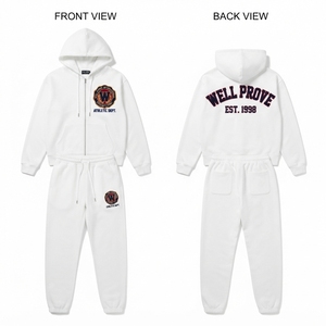 Survêtement réversible en molleton épais 320 GSM, écologique, à capuche, uni, streetwear pour femme, bleu roi, avec logo brodé personnalisé - Product Image 2