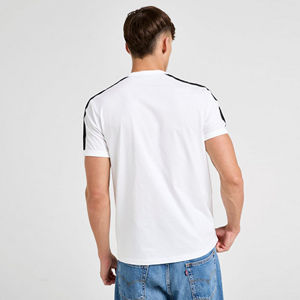 Mens <b>White</b> Short Sleeve T-Shirt with Black Shoulder Side Tape Contrast Trim Casual Cotton <b>Tee</b> Custom Logo OEM ODM Wholesale - Product Image 4