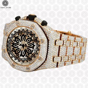 Reloj de Lujo para Hombre Charm Jewells, Bisel con Diamantes Dorados, Movimiento Mecánico Analógico, Fecha Automática, Caja de 40 mm, Resistente al Agua 10 Bar - Product Image 3
